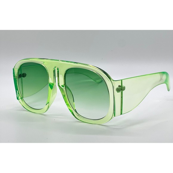 Oversized Square Sunglasses Green Aviator Fashion Stylish Sun Glasses Trendy NEw - Picture 3 of 5